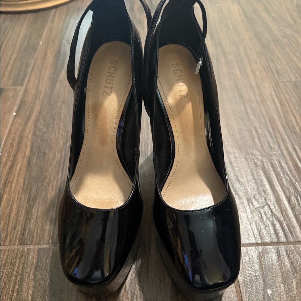 Schutz Black Patent Leather Heels